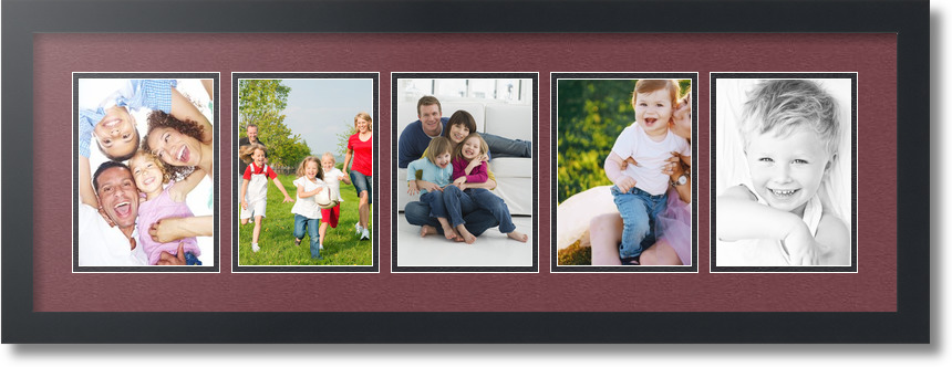 ArtToFrames Collage Mat Picture Photo Frame 5 5x7" Openings in Satin Black 152