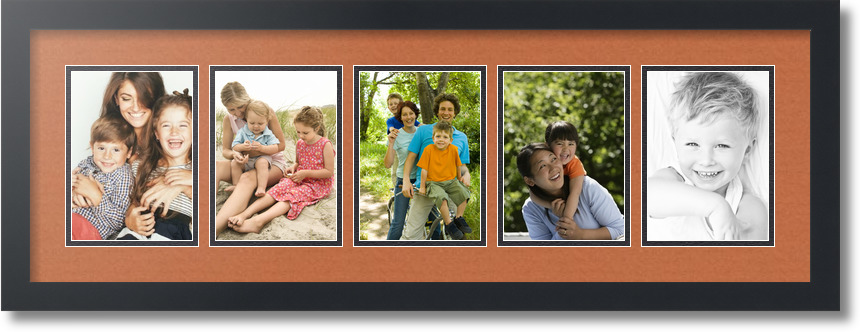 ArtToFrames Collage Mat Picture Photo Frame 5 5x7" Openings in Satin Black 152