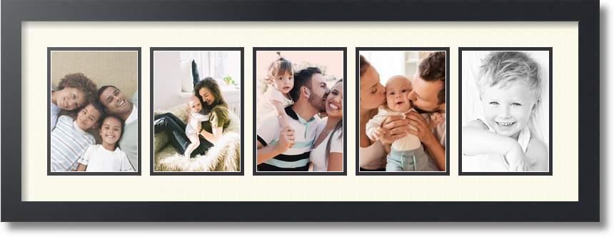 ArtToFrames Collage Mat Picture Photo Frame 5 5x7" Openings in Satin Black 152