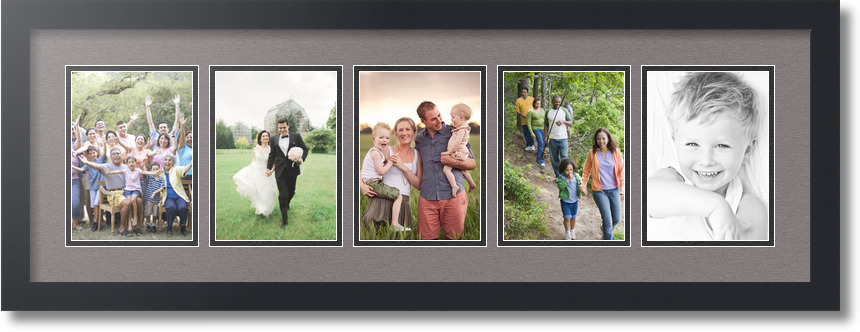 ArtToFrames Collage Mat Picture Photo Frame 5 5x7" Openings in Satin Black 152