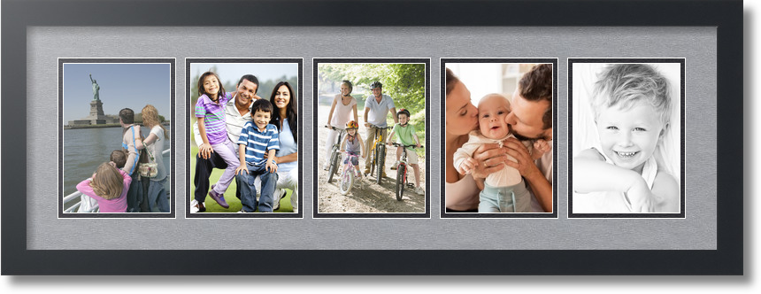 ArtToFrames Collage Mat Picture Photo Frame 5 5x7" Openings in Satin Black 152