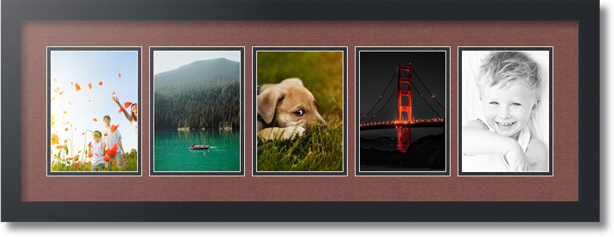 ArtToFrames Collage Mat Picture Photo Frame 5 5x7" Openings in Satin Black 152