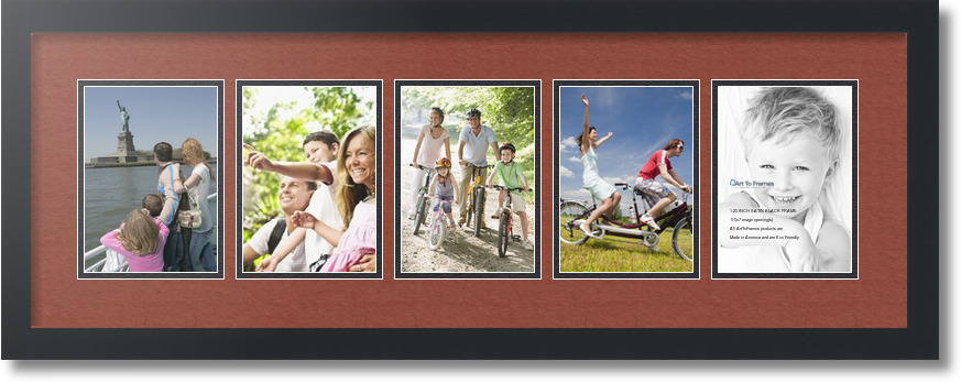 ArtToFrames Collage Mat Picture Photo Frame 5 5x7" Openings in Satin Black 152