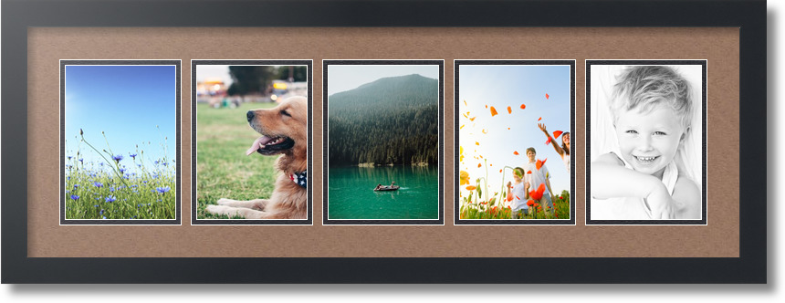 ArtToFrames Collage Mat Picture Photo Frame 5 5x7" Openings in Satin Black 152