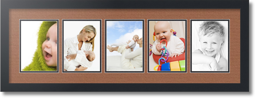 ArtToFrames Collage Mat Picture Photo Frame 5 5x7" Openings in Satin Black 152