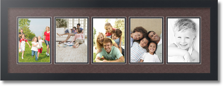 ArtToFrames Collage Mat Picture Photo Frame 5 5x7" Openings in Satin Black 152