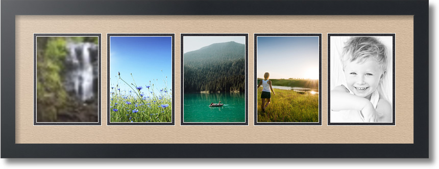 ArtToFrames Collage Mat Picture Photo Frame 5 5x7" Openings in Satin Black 152