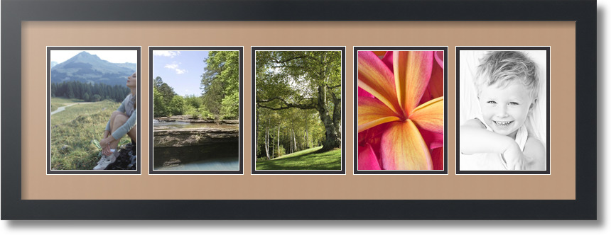 ArtToFrames Collage Mat Picture Photo Frame 5 5x7" Openings in Satin Black 152