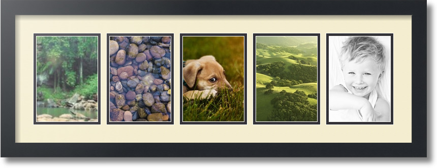 ArtToFrames Collage Mat Picture Photo Frame 5 5x7" Openings in Satin Black 152