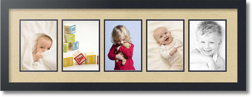 ArtToFrames Collage Mat Picture Photo Frame 5 5x7" Openings in Satin Black 152