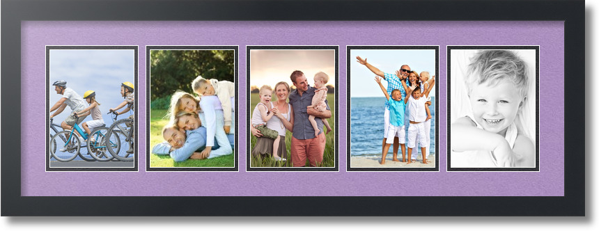 ArtToFrames Collage Mat Picture Photo Frame 5 5x7" Openings in Satin Black 152