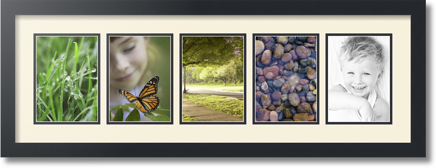 ArtToFrames Collage Mat Picture Photo Frame 5 5x7" Openings in Satin Black 152