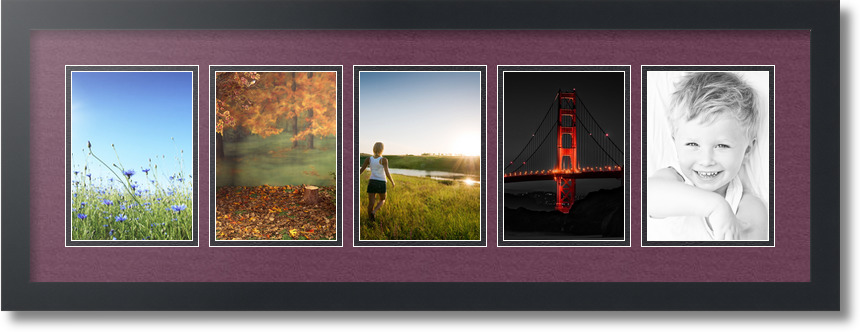 ArtToFrames Collage Mat Picture Photo Frame 5 5x7" Openings in Satin Black 152