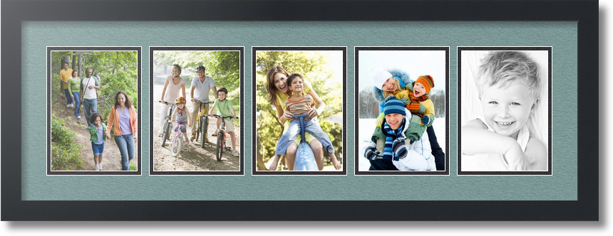 ArtToFrames Collage Mat Picture Photo Frame 5 5x7" Openings in Satin Black 152