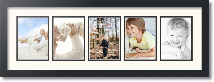 ArtToFrames Collage Mat Picture Photo Frame 5 5x7" Openings in Satin Black 152