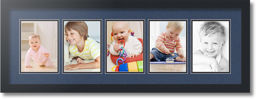 ArtToFrames Collage Mat Picture Photo Frame 5 5x7" Openings in Satin Black 152