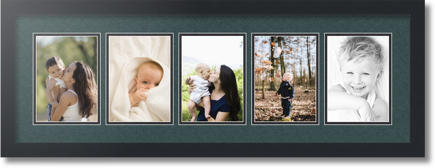 ArtToFrames Collage Mat Picture Photo Frame 5 5x7" Openings in Satin Black 152