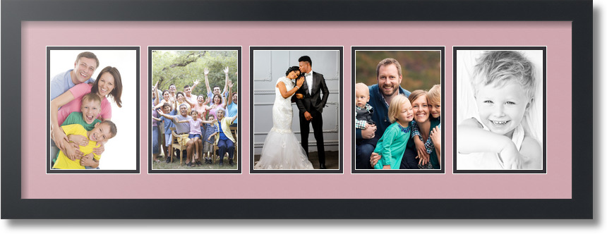 ArtToFrames Collage Mat Picture Photo Frame 5 5x7" Openings in Satin Black 152