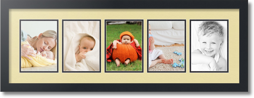 ArtToFrames Collage Mat Picture Photo Frame 5 5x7" Openings in Satin Black 152