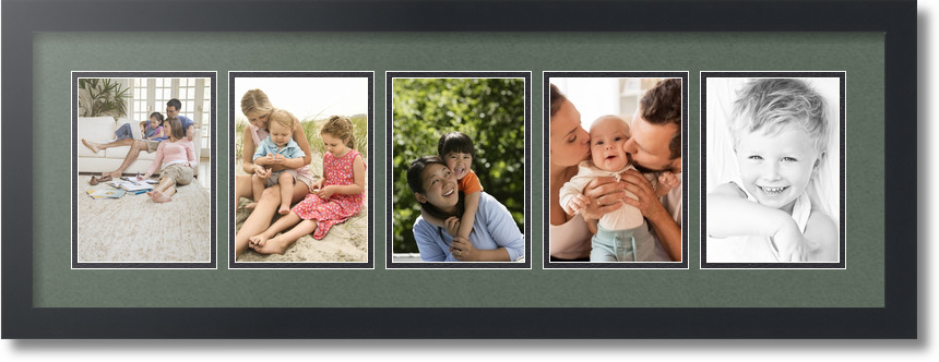 ArtToFrames Collage Mat Picture Photo Frame 5 5x7" Openings in Satin Black 152