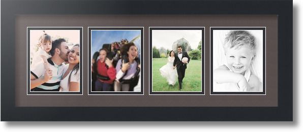 ArtToFrames Collage Mat Picture Photo Frame - 4 4x5" Openings in Satin Black 16