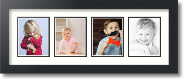 ArtToFrames Collage Mat Picture Photo Frame - 4 4x5" Openings in Satin Black 16