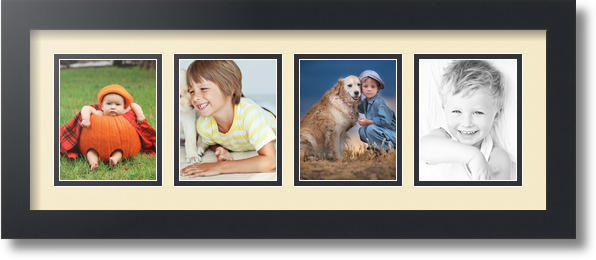 ArtToFrames Collage Mat Picture Photo Frame - 4 4x5" Openings in Satin Black 16