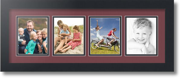 ArtToFrames Collage Mat Picture Photo Frame - 4 4x5" Openings in Satin Black 16