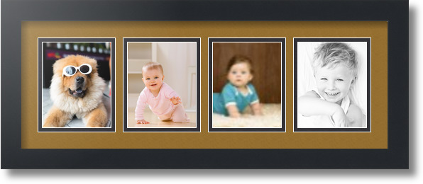 ArtToFrames Collage Mat Picture Photo Frame - 4 4x5" Openings in Satin Black 16