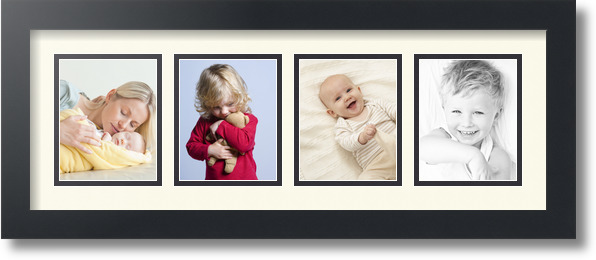 ArtToFrames Collage Mat Picture Photo Frame - 4 4x5" Openings in Satin Black 16