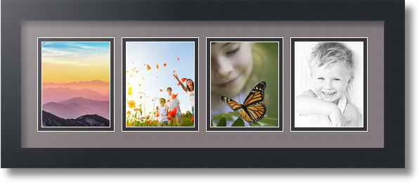 ArtToFrames Collage Mat Picture Photo Frame - 4 4x5" Openings in Satin Black 16