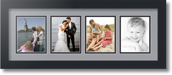 ArtToFrames Collage Mat Picture Photo Frame - 4 4x5" Openings in Satin Black 16