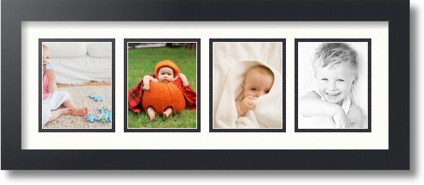 ArtToFrames Collage Mat Picture Photo Frame - 4 4x5" Openings in Satin Black 16