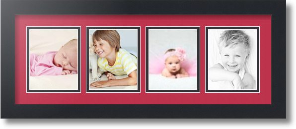 ArtToFrames Collage Mat Picture Photo Frame - 4 4x5" Openings in Satin Black 16