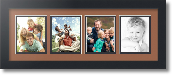 ArtToFrames Collage Mat Picture Photo Frame - 4 4x5" Openings in Satin Black 16