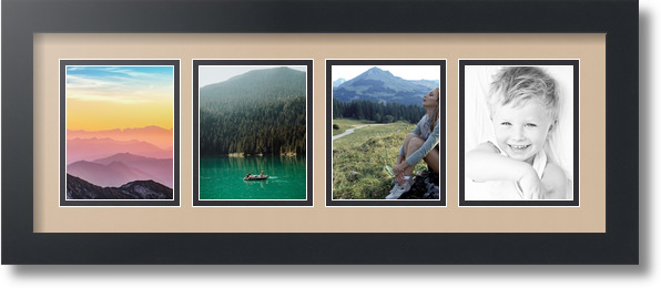 ArtToFrames Collage Mat Picture Photo Frame - 4 4x5" Openings in Satin Black 16