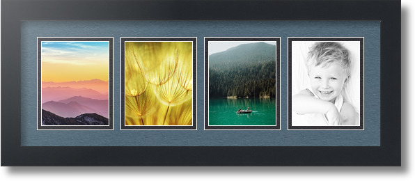 ArtToFrames Collage Mat Picture Photo Frame - 4 4x5" Openings in Satin Black 16