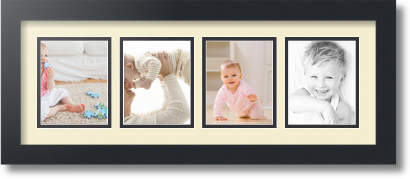 ArtToFrames Collage Mat Picture Photo Frame - 4 4x5" Openings in Satin Black 16