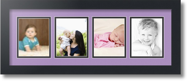 ArtToFrames Collage Mat Picture Photo Frame - 4 4x5" Openings in Satin Black 16