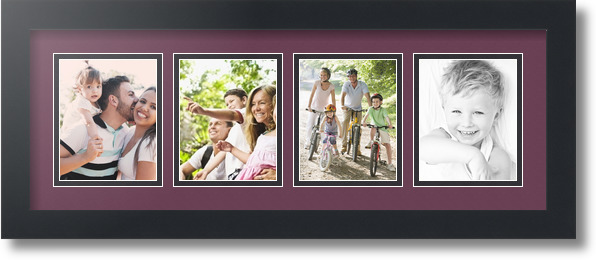 ArtToFrames Collage Mat Picture Photo Frame - 4 4x5" Openings in Satin Black 16