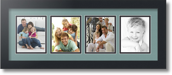 ArtToFrames Collage Mat Picture Photo Frame - 4 4x5" Openings in Satin Black 16