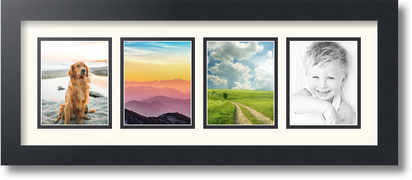 ArtToFrames Collage Mat Picture Photo Frame - 4 4x5" Openings in Satin Black 16