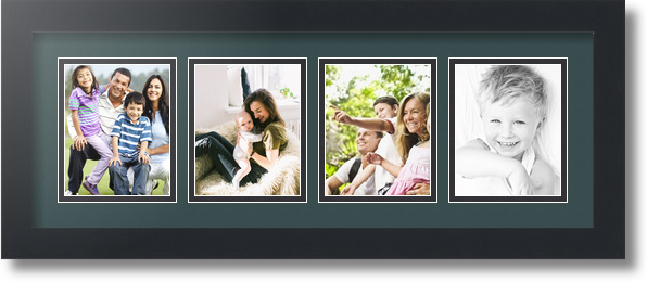 ArtToFrames Collage Mat Picture Photo Frame - 4 4x5" Openings in Satin Black 16