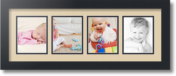 ArtToFrames Collage Mat Picture Photo Frame - 4 4x5" Openings in Satin Black 16