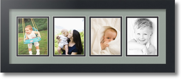 ArtToFrames Collage Mat Picture Photo Frame - 4 4x5" Openings in Satin Black 16