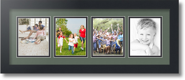 ArtToFrames Collage Mat Picture Photo Frame - 4 4x5" Openings in Satin Black 16