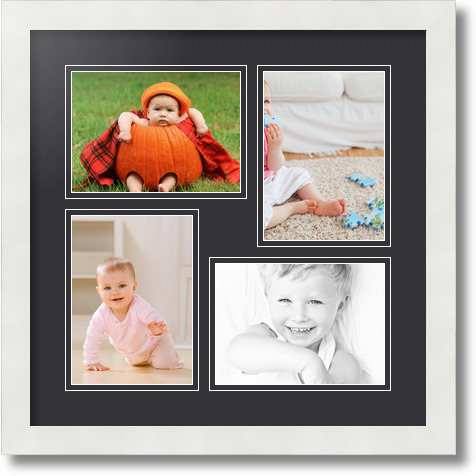 ArtToFrames Collage Mat Picture Photo Frame 4 5x7" Openings in Satin White 130 