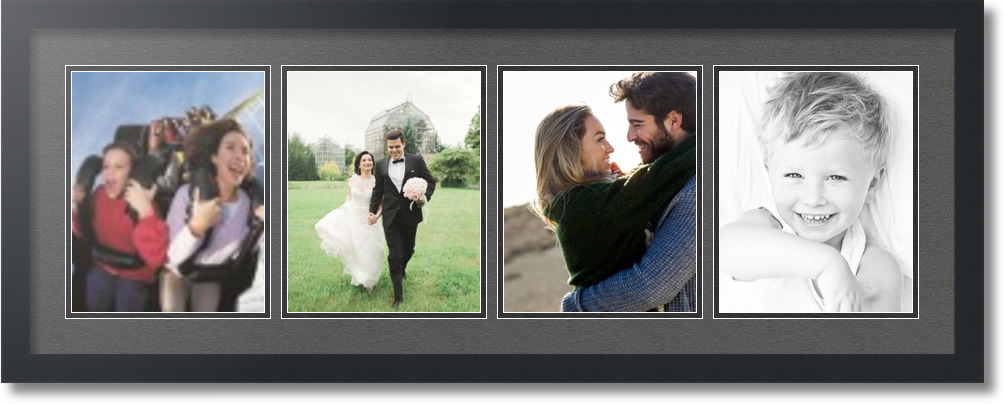 ArtToFrames Collage Mat Picture Photo Frame - 4 8x10" Openings Satin Black 19