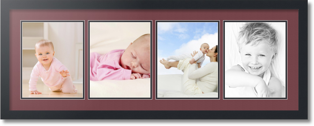 ArtToFrames Collage Mat Picture Photo Frame - 4 8x10" Openings Satin Black 19