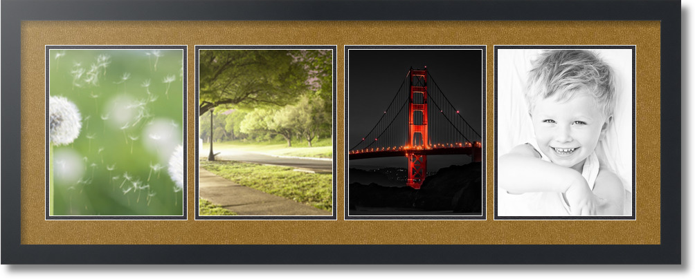 ArtToFrames Collage Mat Picture Photo Frame - 4 8x10" Openings Satin Black 19